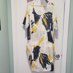 Caterina Ricci 2X linen short sleeve dress with pockets